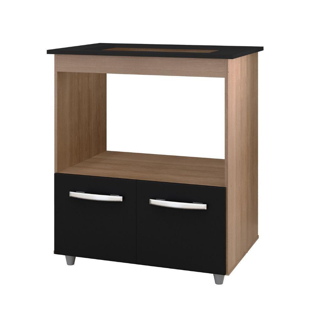 Balcão Para Cooktop Elisa 5 Bocas 2 Portas Moblis Cor:savana Preto - 1