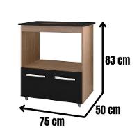 Balcão Para Cooktop Elisa 5 Bocas 2 Portas Moblis Cor:savana Preto