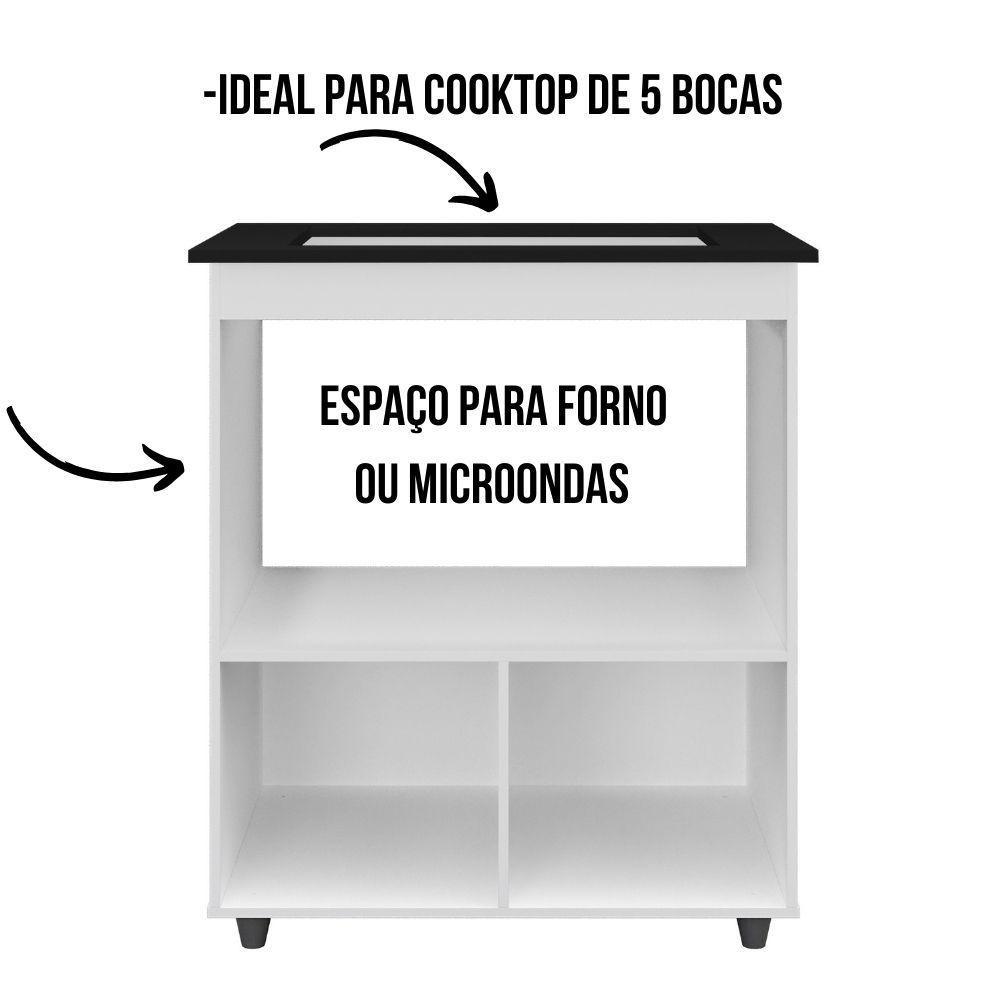 Balcão Para Cooktop Elisa 5 Bocas 2 Portas Moblis Cor:branco - 5