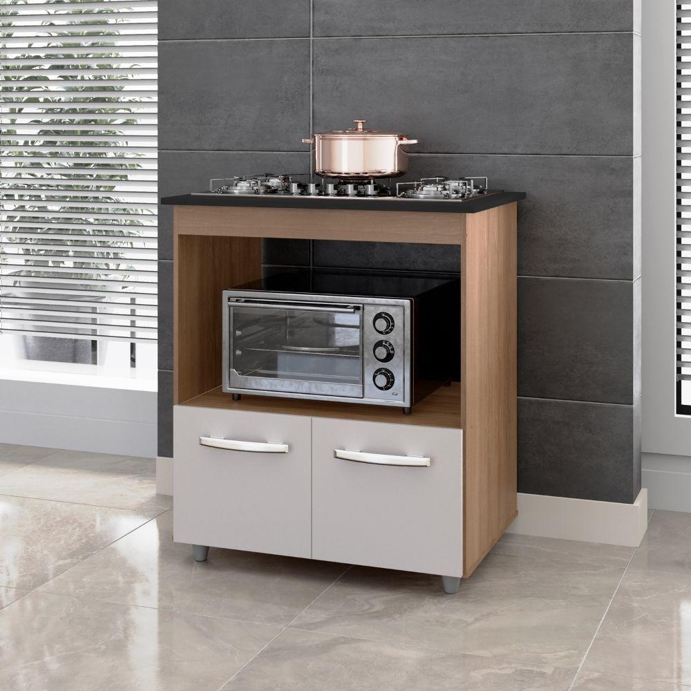 Balcão Para Cooktop Elisa 5 Bocas 2 Portas Moblis Cor:savana Off White - 2