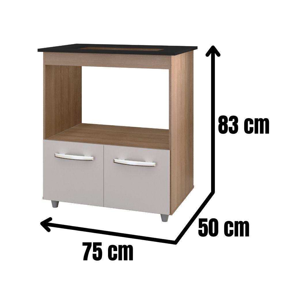 Balcão Para Cooktop Elisa 5 Bocas 2 Portas Moblis Cor:savana Off White - 4