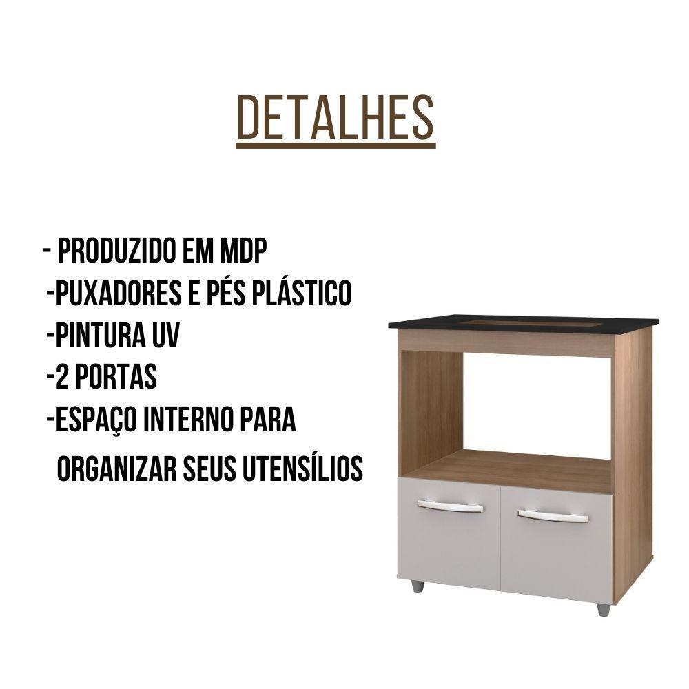 Balcão Para Cooktop Elisa 5 Bocas 2 Portas Moblis Cor:savana Off White - 6