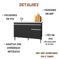 Balcão Para Pia Tatiane 120 Cm Preto Ajl - 5