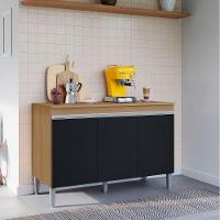 Balcão Para Pia Manu 120 Cm Amendoa Preto Ajl - 2