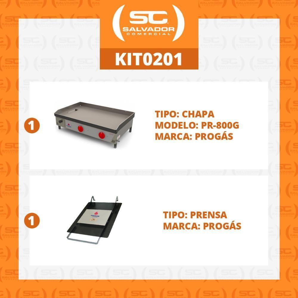 Kit - Chapa Lanche Bifeteira A Gás Pr-800g + Prensa Pão - Progás - 2