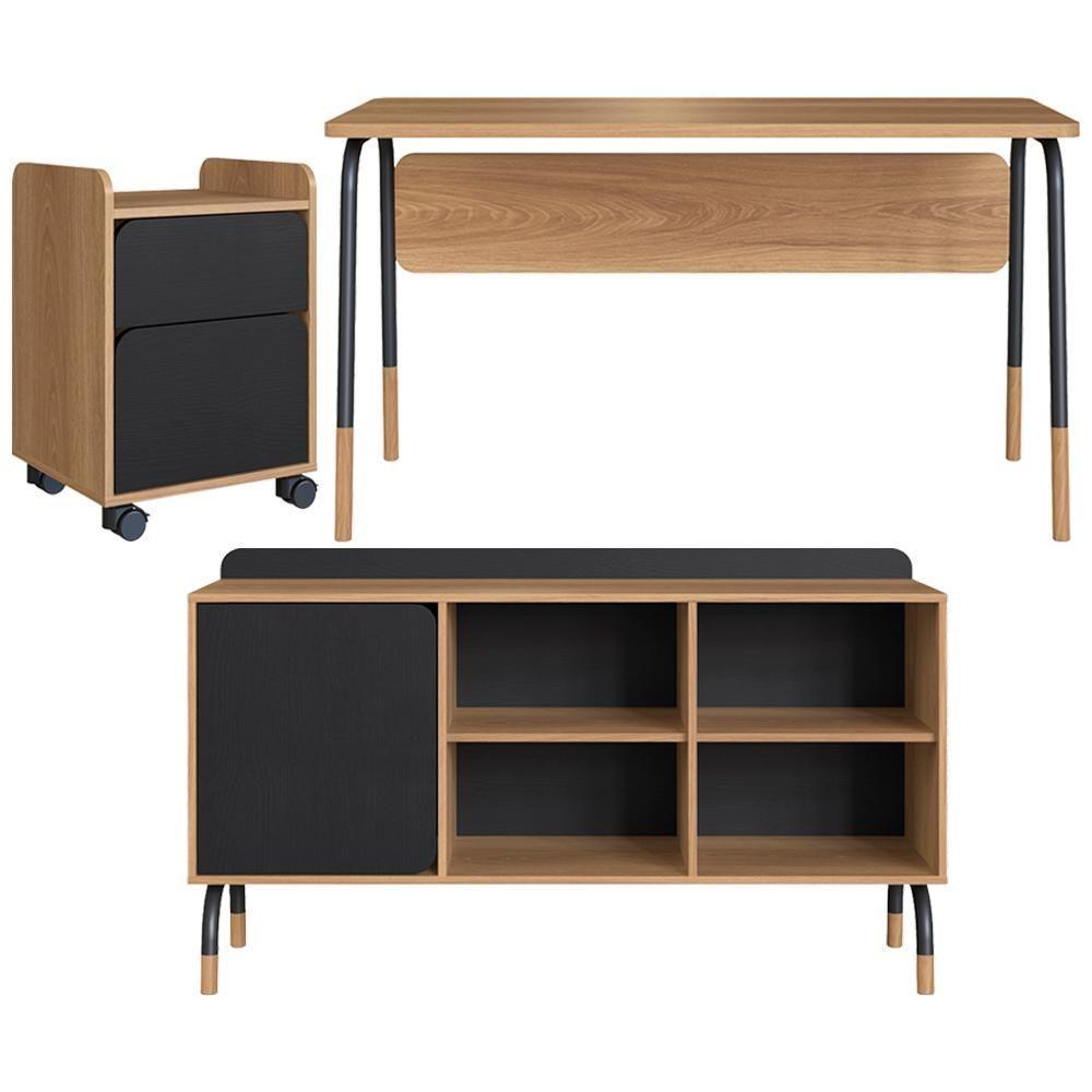 Escrivaninha Com Gaveteiro E Balcao 27988x27995x27998 Nero Hanover Artesano Hanover Nero - 1