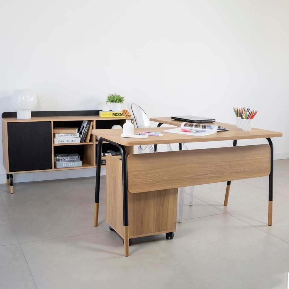 Escrivaninha Com Gaveteiro E Balcao 27988x27995x27998 Nero Hanover Artesano Hanover Nero - 10