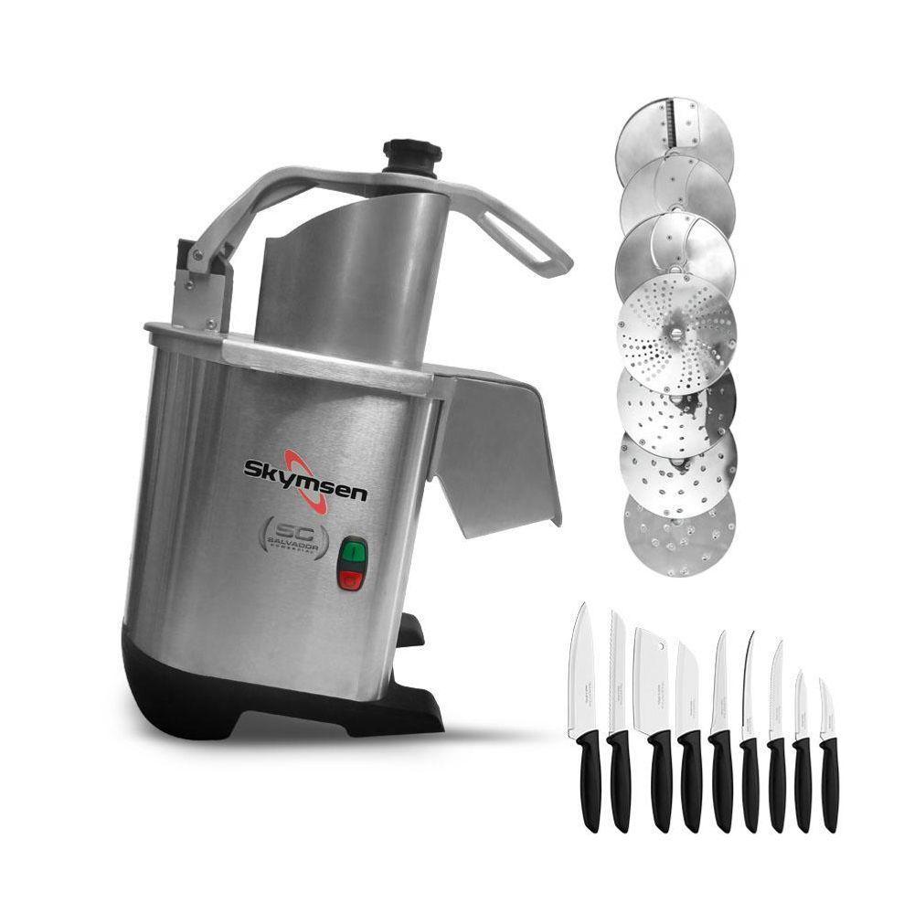 Processador De Alimentos Com 7 Discos De 203mm Pa7 Pro Skymsen E Jogo De Facas 9 Peças Bivolt - 1