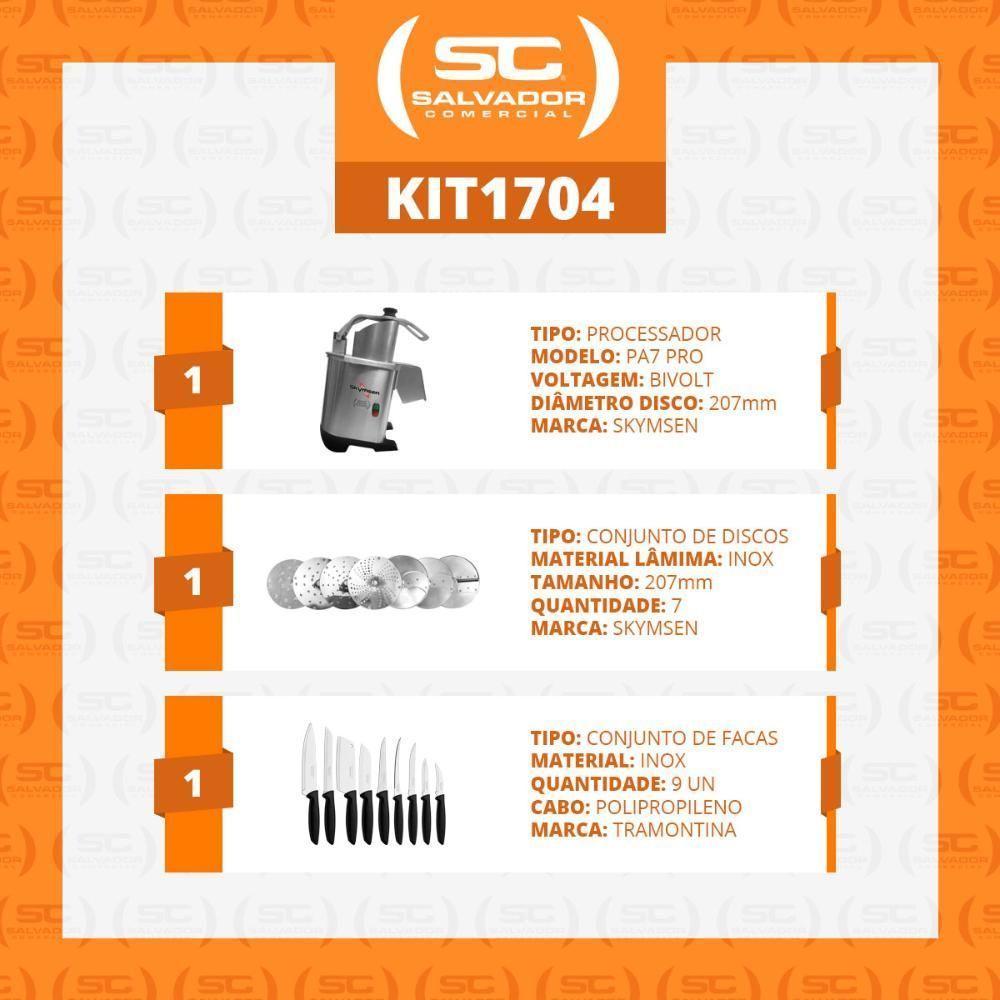 Processador De Alimentos Com 7 Discos De 203mm Pa7 Pro Skymsen E Jogo De Facas 9 Peças Bivolt - 8