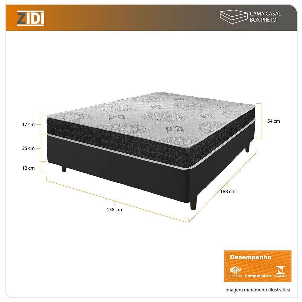 Cama Box Viúva Preto + Colchão San Francisco Espuma 128cm - 3