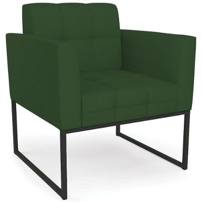 Poltrona Decorativa Base Industrial Preto Ana Veludo Luxo Verde
