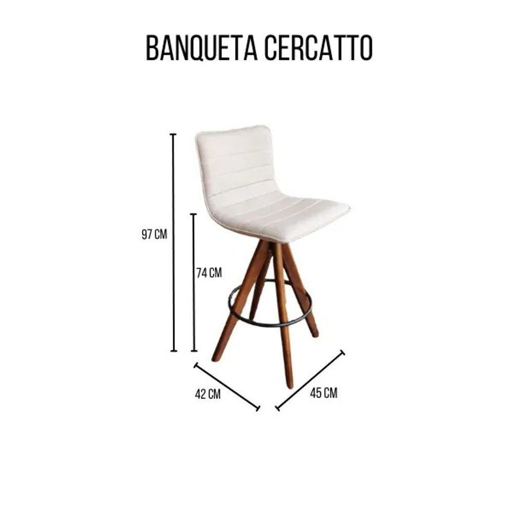 Banqueta Cercatto Giratória Revestida Em Tecido Linho Bege - 2