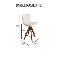 Banqueta Cercatto Giratória Revestida Em Tecido Linho Bege - 2