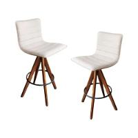 Banqueta Cercatto Giratória Revestida Em Tecido Linho Bege - 3