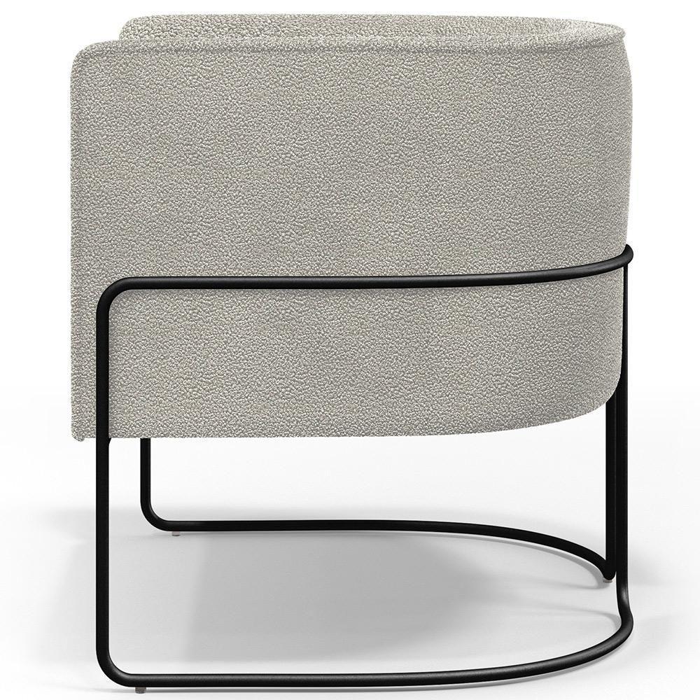 Kit 02 Poltronas Para Sala De Estar Fixa Base Aço Preto Betina D02 Bouclê Creme - Lyam Decor - 4