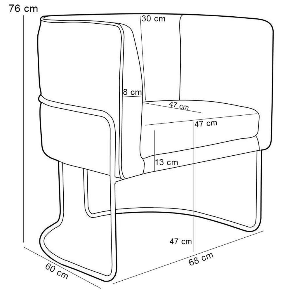Kit 02 Poltronas Para Sala De Estar Fixa Base Aço Preto Betina D02 Bouclê Creme - Lyam Decor - 10