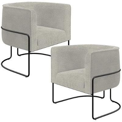 Kit 2 Poltronas Para Sala De Estar Betina D02 Bouclé Creme Lyam Decor