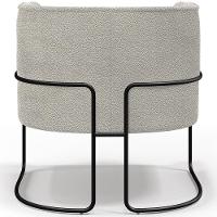 Kit 02 Poltronas Para Sala De Estar Fixa Base Aço Preto Betina D02 Bouclê Creme - Lyam Decor - 2