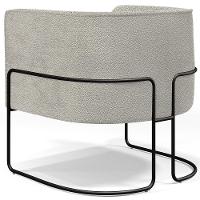 Kit 02 Poltronas Para Sala De Estar Fixa Base Aço Preto Betina D02 Bouclê Creme - Lyam Decor - 3