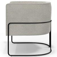 Kit 02 Poltronas Para Sala De Estar Fixa Base Aço Preto Betina D02 Bouclê Creme - Lyam Decor