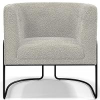 Kit 02 Poltronas Para Sala De Estar Fixa Base Aço Preto Betina D02 Bouclê Creme - Lyam Decor - 5