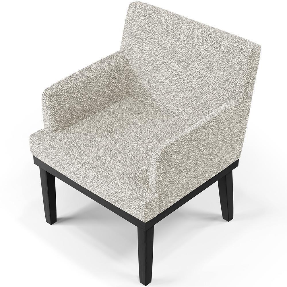 Kit 02 Poltronas Decorativas Sala De Estar Base Preto Beatriz W01 Bouclê Creme - Lyam Decor - 4