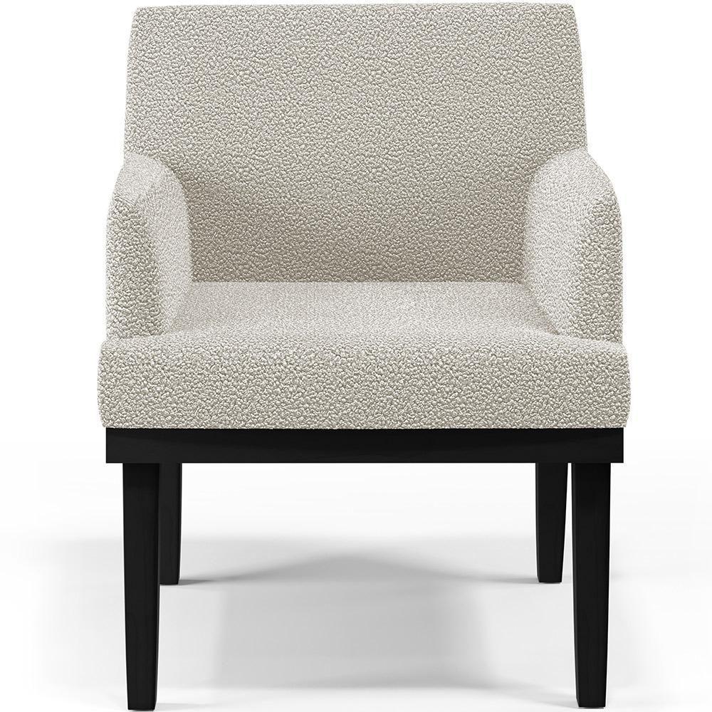 Kit 02 Poltronas Decorativas Sala De Estar Base Preto Beatriz W01 Bouclê Creme - Lyam Decor - 5