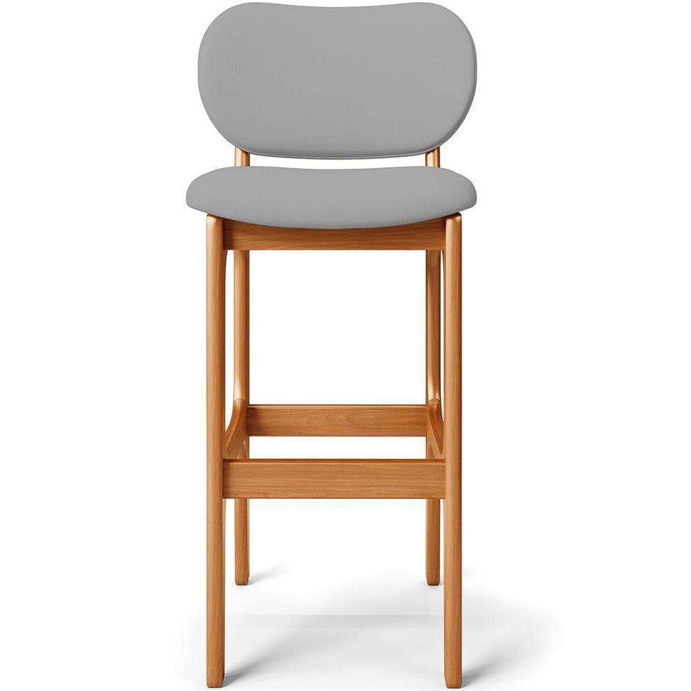 Banqueta Alta Bar Cozinha Sala Jantar Fixa Betta L02 Imbuia Corano Cinza - Lyam Decor - 3