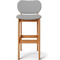 Banqueta Alta Bar Cozinha Sala Jantar Fixa Betta L02 Imbuia Corano Cinza - Lyam Decor - 3