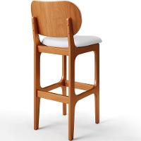 Banqueta Alta Bar Cozinha Sala Jantar Fixa Betta L02 Imbuia Corano Branco - Lyam Decor