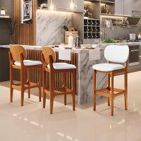 Banqueta Alta Bar Cozinha Sala Jantar Fixa Betta L02 Imbuia Corano Branco - Lyam Decor - 6