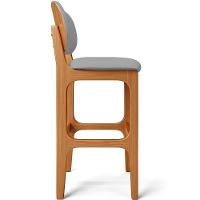 Kit 06 Banquetas Alta Para Cozinha Madeira Fixa Betta L02 Imbuia Corano Cinza - Lyam Decor - 2