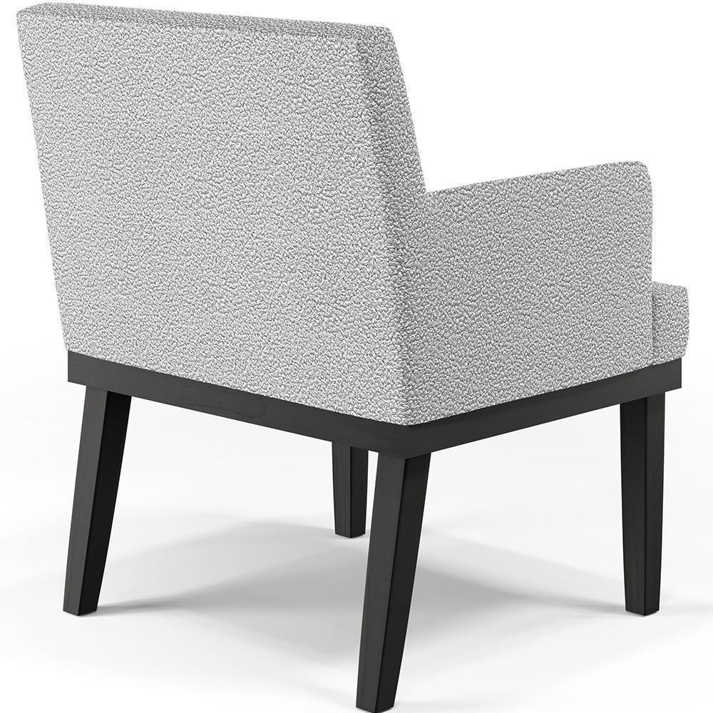 Kit 04 Poltronas Decorativas Sala De Estar Base Preto Beatriz W01 Bouclê Cinza - Lyam Decor - 2