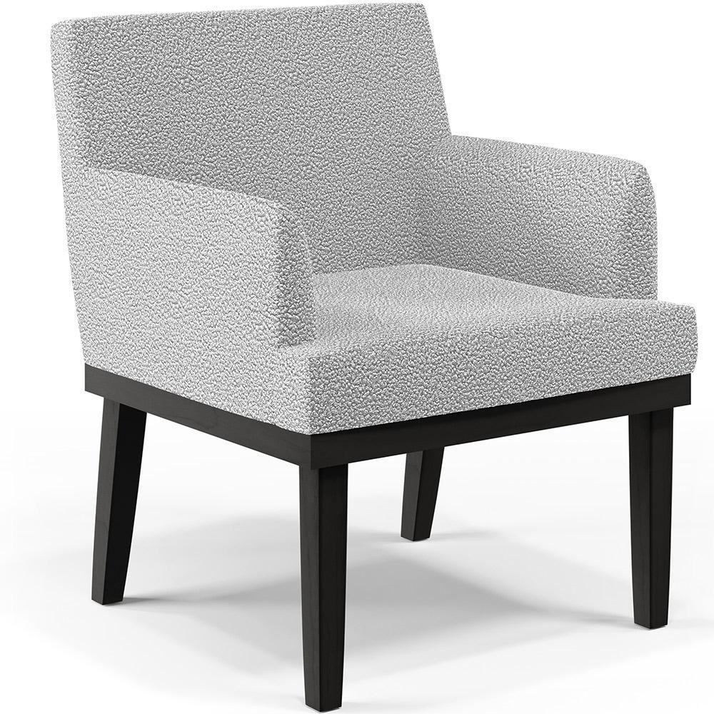 Kit 04 Poltronas Decorativas Sala De Estar Base Preto Beatriz W01 Bouclê Cinza - Lyam Decor - 9