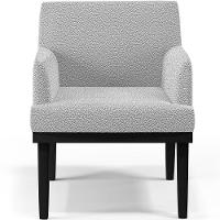 Kit 04 Poltronas Decorativas Sala De Estar Base Preto Beatriz W01 Bouclê Cinza - Lyam Decor - 5