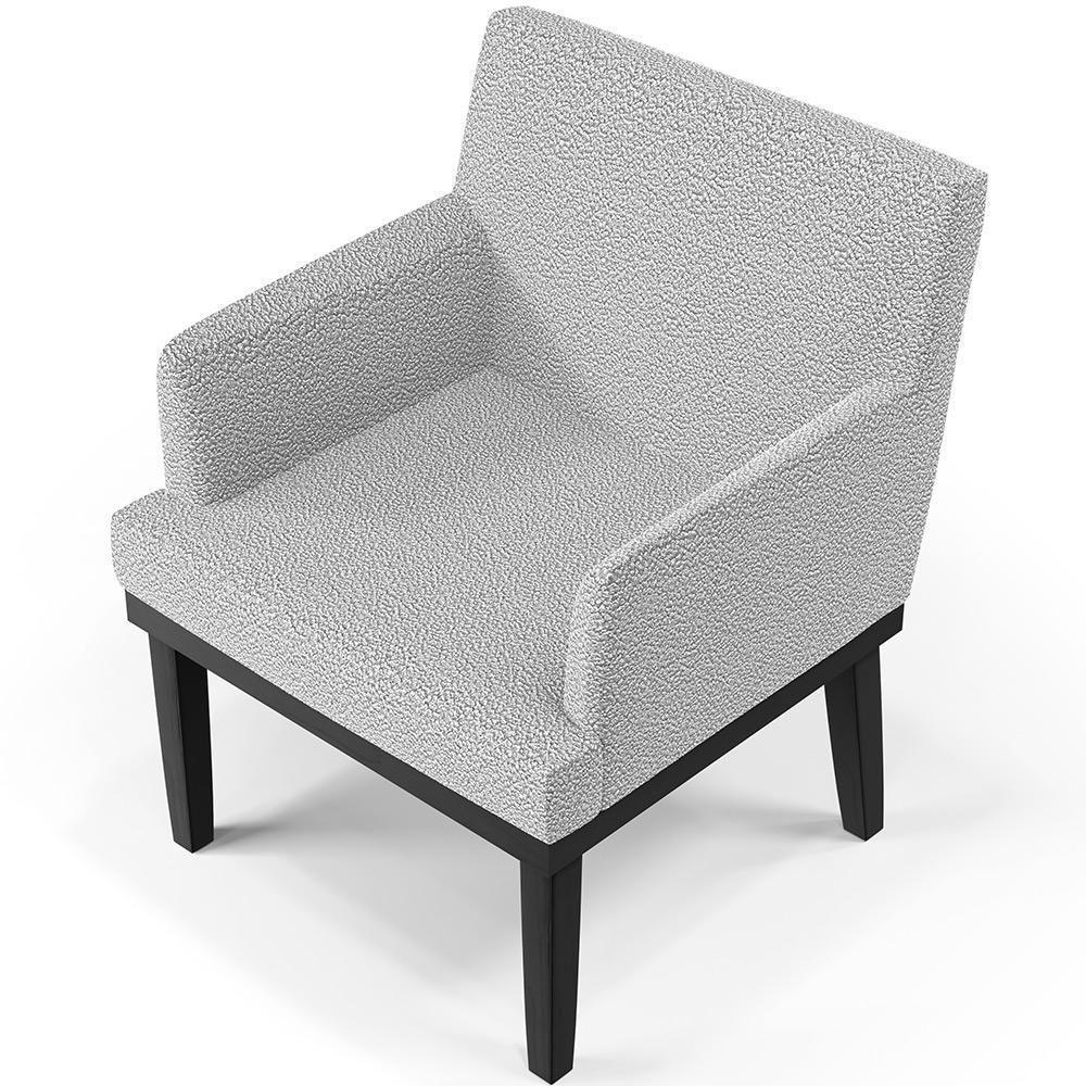 Kit 02 Poltronas Decorativas Sala De Estar Base Preto Beatriz W01 Bouclê Cinza - Lyam Decor - 4
