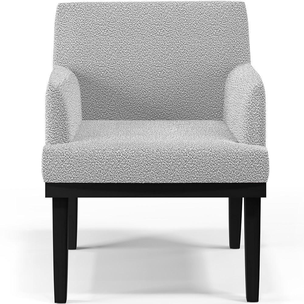 Kit 02 Poltronas Decorativas Sala De Estar Base Preto Beatriz W01 Bouclê Cinza - Lyam Decor - 5