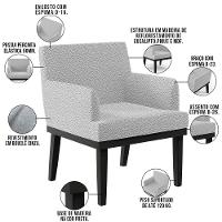 Kit 02 Poltronas Decorativas Sala De Estar Base Preto Beatriz W01 Bouclê Cinza - Lyam Decor - 7