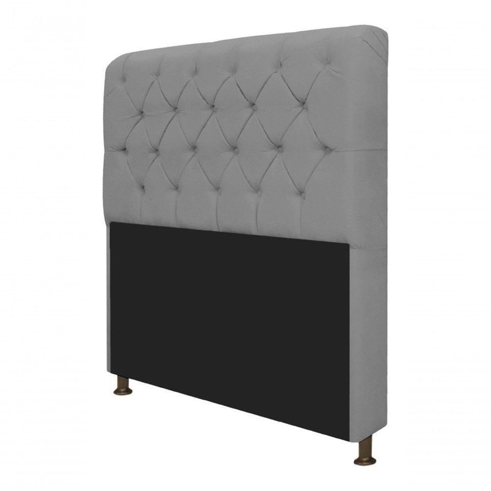 Kit Cabeceira Lady E Recamier Ari 90 Cm Solteiro Corano Cinza - Amarena Móveis Cor Cinza - 2