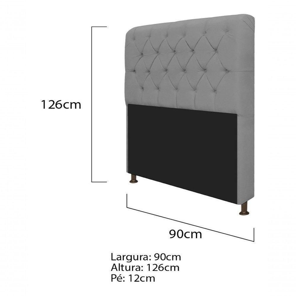 Kit Cabeceira Lady E Recamier Ari 90 Cm Solteiro Corano Cinza - Amarena Móveis Cor Cinza - 5