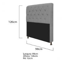 Kit Cabeceira Lady E Recamier Ari 90 Cm Solteiro Corano Cinza - Amarena Móveis Cor Cinza - 5