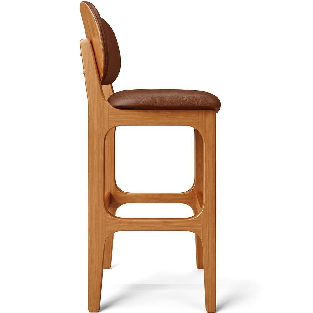 Banqueta Alta Para Cozinha Madeira Fixa Betta L02 Imbuia Couríssimo Marrom - Lyam Decor - 2