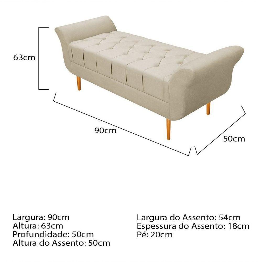 Kit Cabeceira Lady E Recamier Ari 90 Cm Solteiro Corano Bege Bege - 2