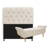 Kit Cabeceira Lady E Recamier Ari 90 Cm Solteiro Corano Bege Bege - 1