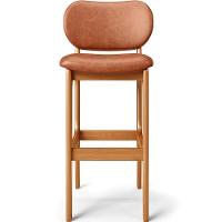 Kit 05 Banquetas Alta Para Cozinha Madeira Fixa Betta L02 Imbuia Couríssimo Camel - Lyam Decor - 3