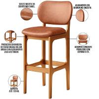 Banqueta Alta Para Cozinha Madeira Fixa Betta L02 Imbuia Couríssimo Camel - Lyam Decor - 5