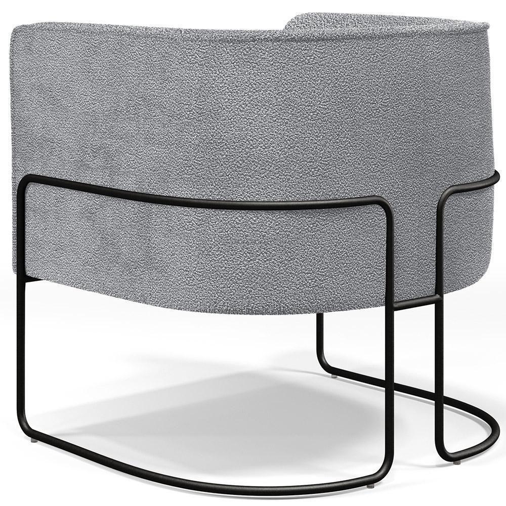 Kit 02 Poltronas Para Sala De Estar Fixa Base Aço Preto Betina D02 Bouclê Cinza - Lyam Decor - 2