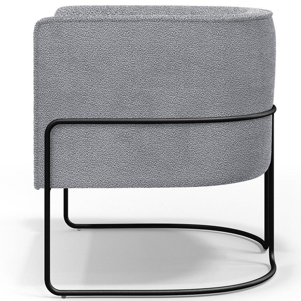 Kit 02 Poltronas Para Sala De Estar Fixa Base Aço Preto Betina D02 Bouclê Cinza - Lyam Decor - 4