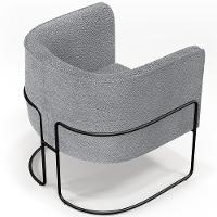 Kit 02 Poltronas Para Sala De Estar Fixa Base Aço Preto Betina D02 Bouclê Cinza - Lyam Decor - 6