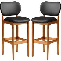 Kit 02 Banquetas Alta Para Cozinha Madeira Fixa Betta L02 Imbuia Couríssimo Preto - Lyam Decor - 1